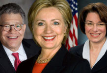 Clinton with Franken and Klobuchar