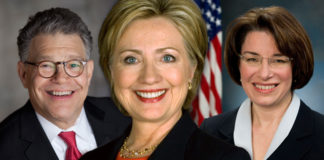 Clinton with Franken and Klobuchar