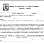 Belle plaine police report screen shot