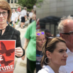 State Rep. Erin Murphy (left; courtesy of Erin Murphy); State Rep. Peggy Flanagan and U.S. Rep. Tim Walz (right; courtesy of Walz for Governor)