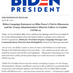 A release from the Biden campaign ripping Pence’s visit to Mayo Clinic.