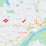 The red arrows on this map indicate the approximate locations of the fires. (Source: Google Maps/Screenshot)