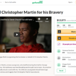 This is a screenshot of Christopher Martin’s Go Fund Me campaign captured 5/1/2021.
