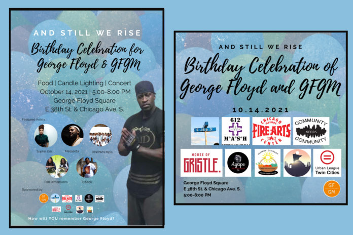 These are the fliers used to promote George Floyd's birthday party.