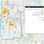 This map shows the locations of shots fired reports in Minneapolis, one week leading up to 2/25/2021. (MPD)