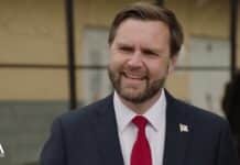 Sen. JD Vance speaks outside fallen Third Precinct police station in Minneapolis