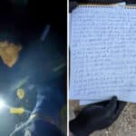 Left: Vance Boelter outside the Hortman home; Right: Vance Boelters confession letter
