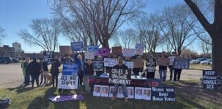 Protesters speak out against ‘barbaric’ policy allowing men in Shakopee women’s prison Shakopee