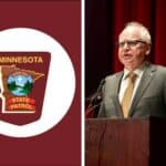 Sources: State Patrol squad assigned to Walz’s security detail broken into in Minneapolis Left: Minnesota State Patrol/Facebook; Right: Gov. Tim Walz speaks at a State Patrol Academy graduation in April 2025. (Office of Gov. Tim Walz/Flickr)