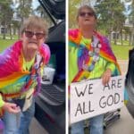 A congregant confront a protest outside Cities Church Sunday. (Provided to Alpha News)