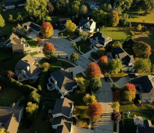 houses aerial view