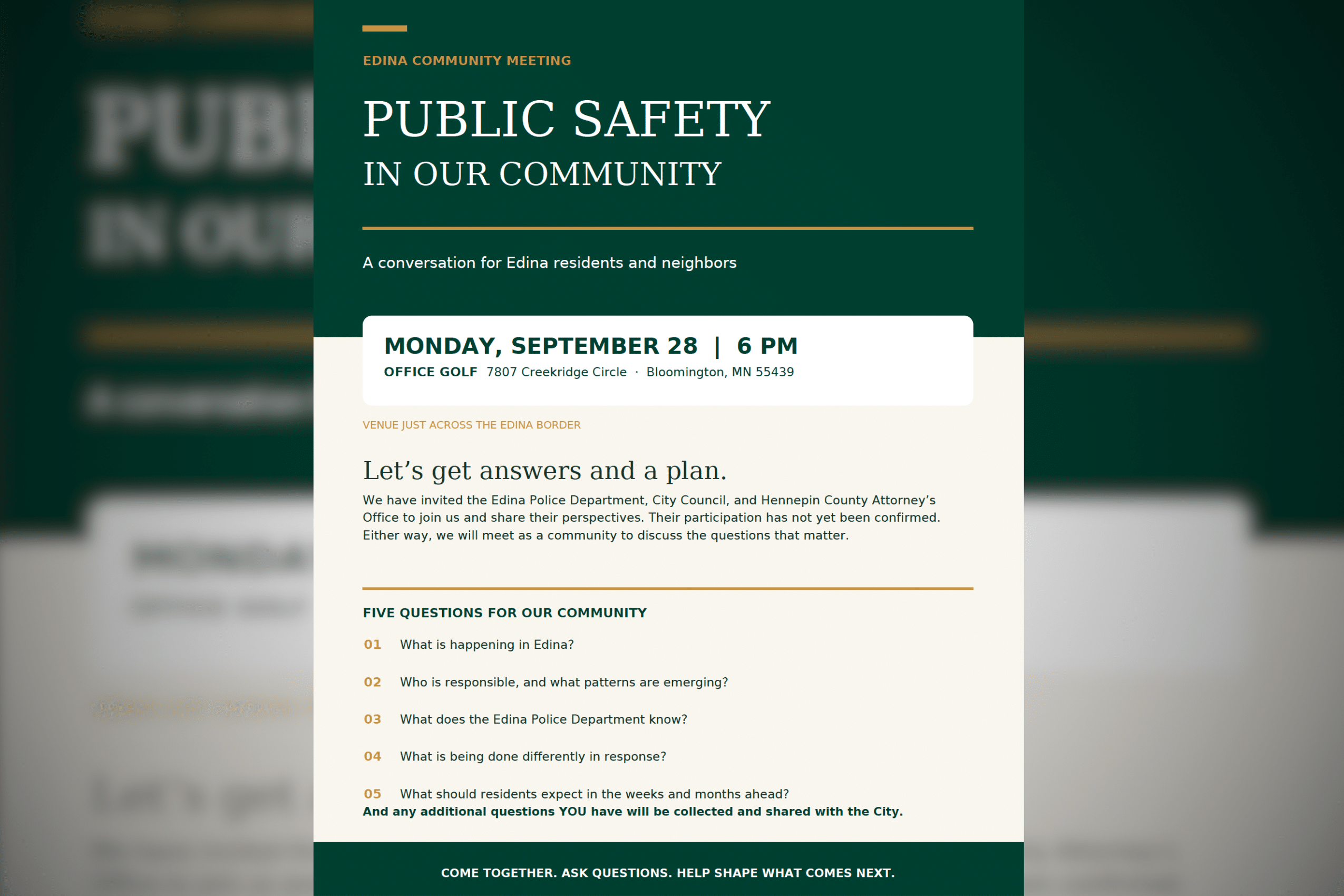 Edina community meeting flyer