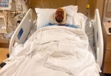 Sammy Kimbrough recovers in a hospital bed after suffering multiple jaw fractures in an assault at the Minnesota State Fair