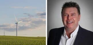Left: Wind turbines on Buffalo Ridge in southwest Minnesota (PBouman/Shutterstock); Right: Rep. Tom Murphy/Photo provided to Alpha News