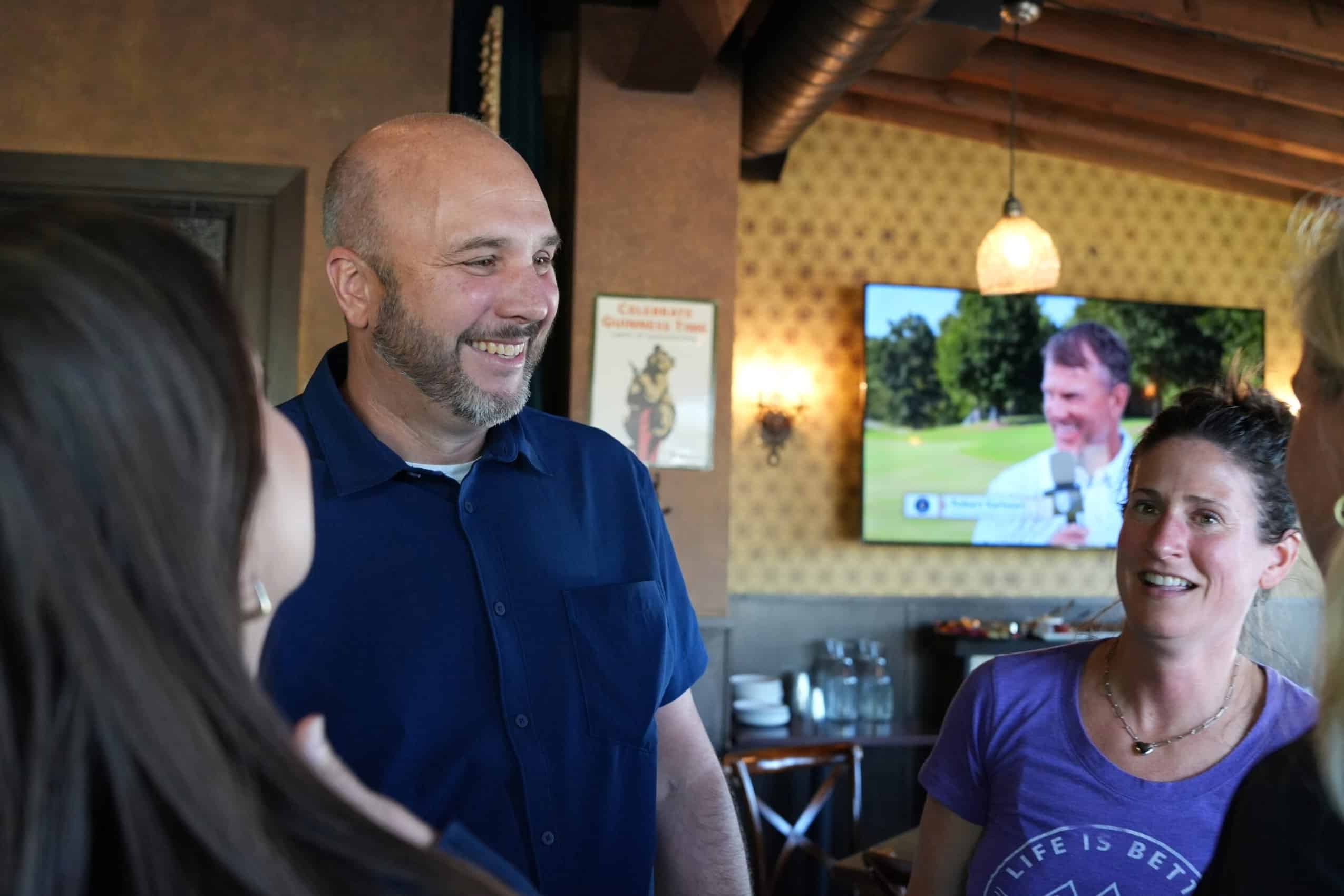 Republican House candidate Aaron Paul talks with voters on the campaign trail. 