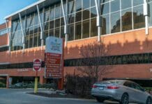 A sign outside Allina Health's United Hospital campus in St. Paul.