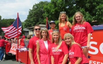 Republican Leslie Larson with her family on the campaign trail.