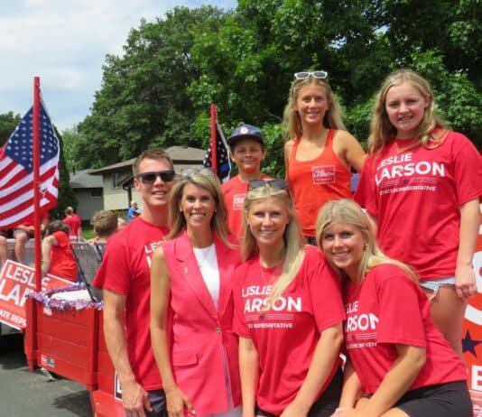 Republican Leslie Larson with her family on the campaign trail.