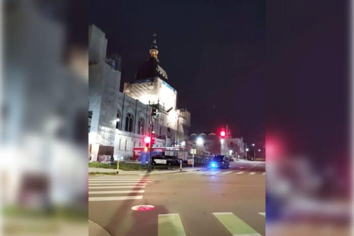 Minneapolis police respond to the Basilica of St. Mary.