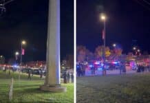 Police respond to a shooting at Eden Prairie High School's homecoming football game Friday night.