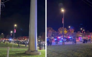 Police respond to a shooting at Eden Prairie High School's homecoming football game Friday night.