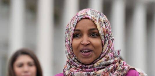 Rep. Ilhan Omar speaks during a press conference at the U.S. Capitol in January 2023.