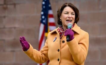 Sen. Amy Klobuchar speaks during a get out the vote event in October 2020.