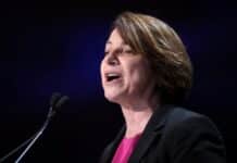 Sen. Amy Klobuchar speaks at the 2019 California Democratic Party State Convention during her campaign for president.