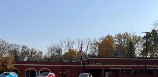 The Northwest Islamic Community Center and U.S. Postal Service share a building at 3300 Plymouth Blvd. in Plymouth, Minn.